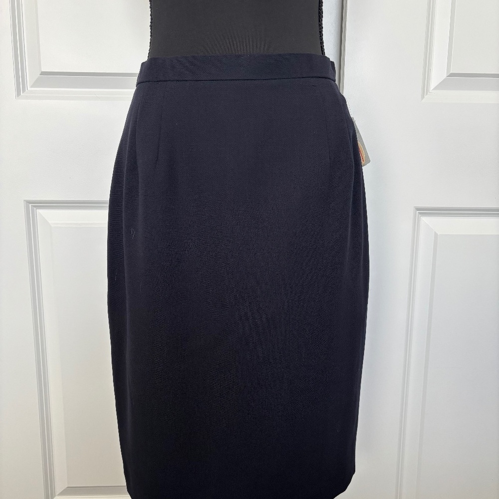 Talbots Pencil Skirt 100% Wool Deep Navy Blue Size 8 Petite